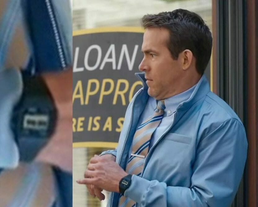 Ryan Reynolds is wearing a Casio F-91W watch in Free Guy (2021).